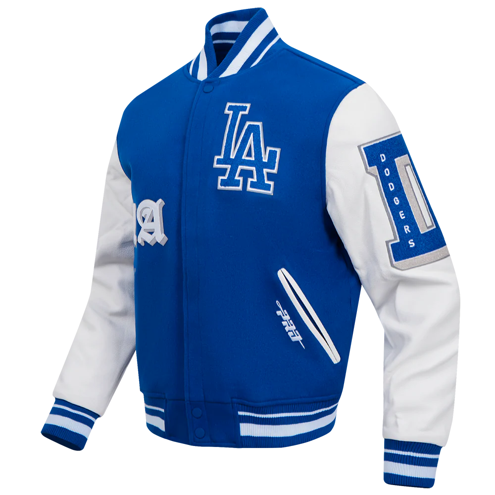 MLB LOS ANGELES DODGERS OLD ENGLISH MEN'S RIB WOOL VARSITY JACKET