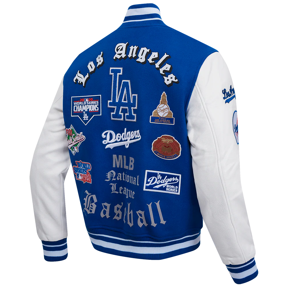 MLB LOS ANGELES DODGERS OLD ENGLISH MEN'S RIB WOOL VARSITY JACKET