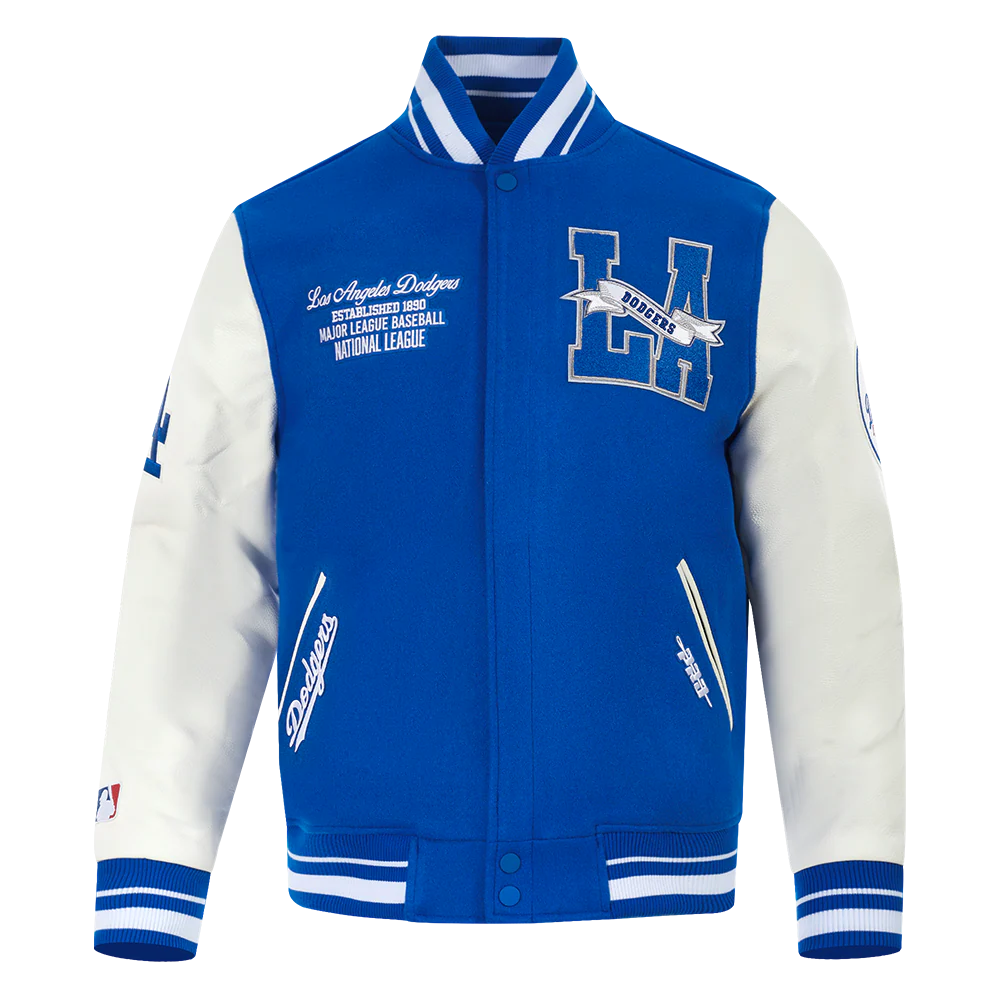 MLB LOS ANGELES DODGERS TEAM PENNANTS MEN'S RIB WOOL VARSITY JACKET