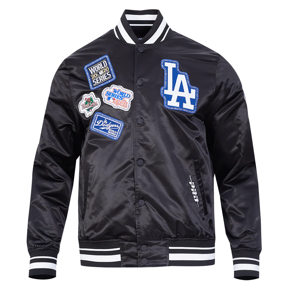 MLB LOS ANGELES DODGERS DIY PICK STITCH MEN'S RIB SATIN JACKET