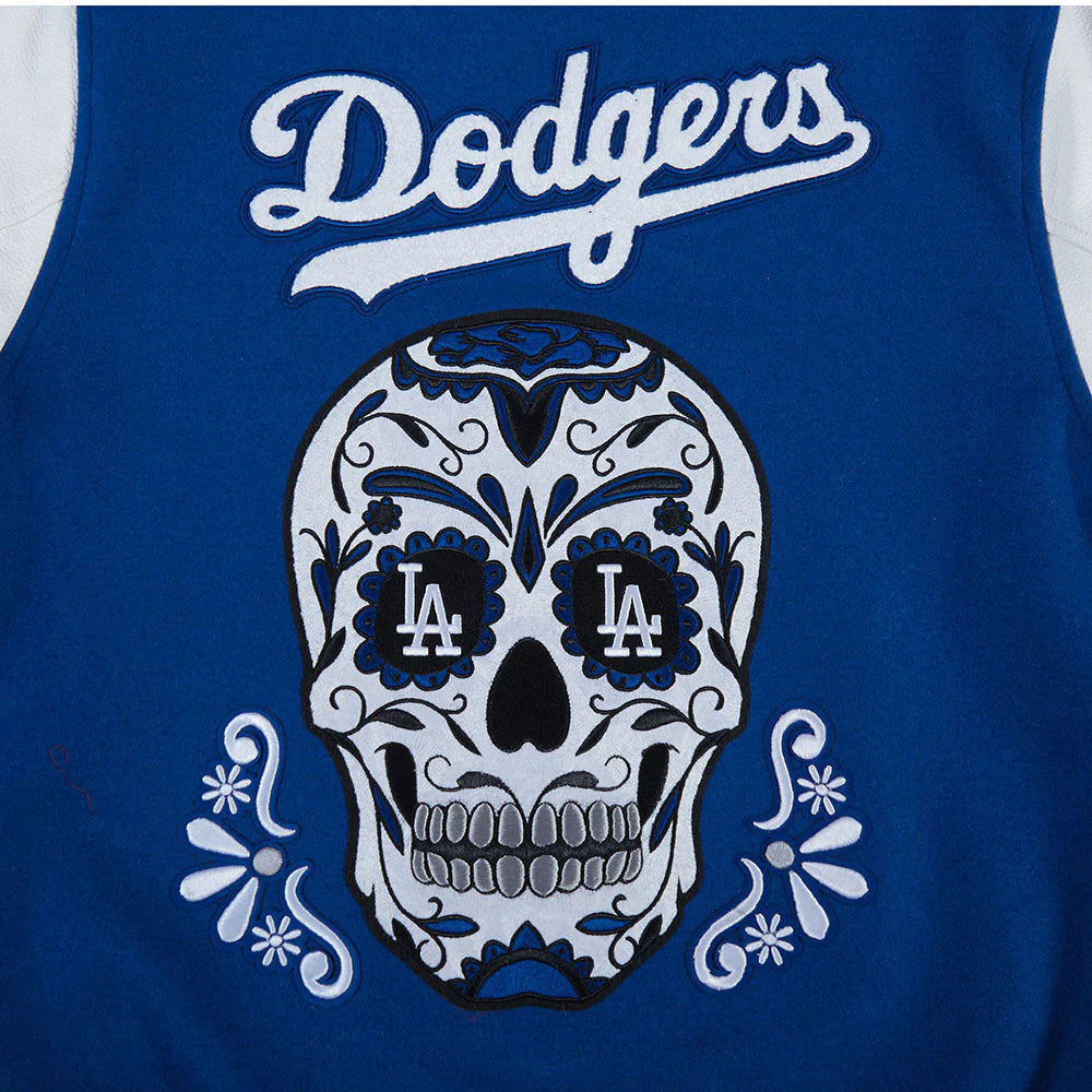 MLB LOS ANGELES DODGERS SUGAR SKULL MEN'S RIB WOOL VARSITY JACKET