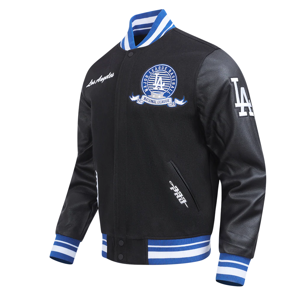 MLB LOS ANGELES DODGERS TEAM BADGE MEN'S RIB WOOL VARSITY JACKET