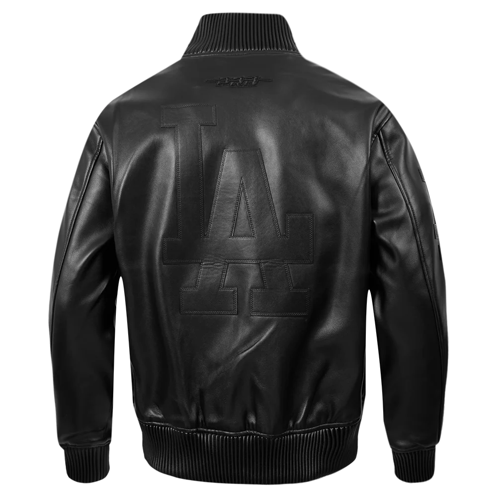 MLB LOS ANGELES DODGERS WASHED VANGUARD MEN'S LEATHER VARSITY JACKET