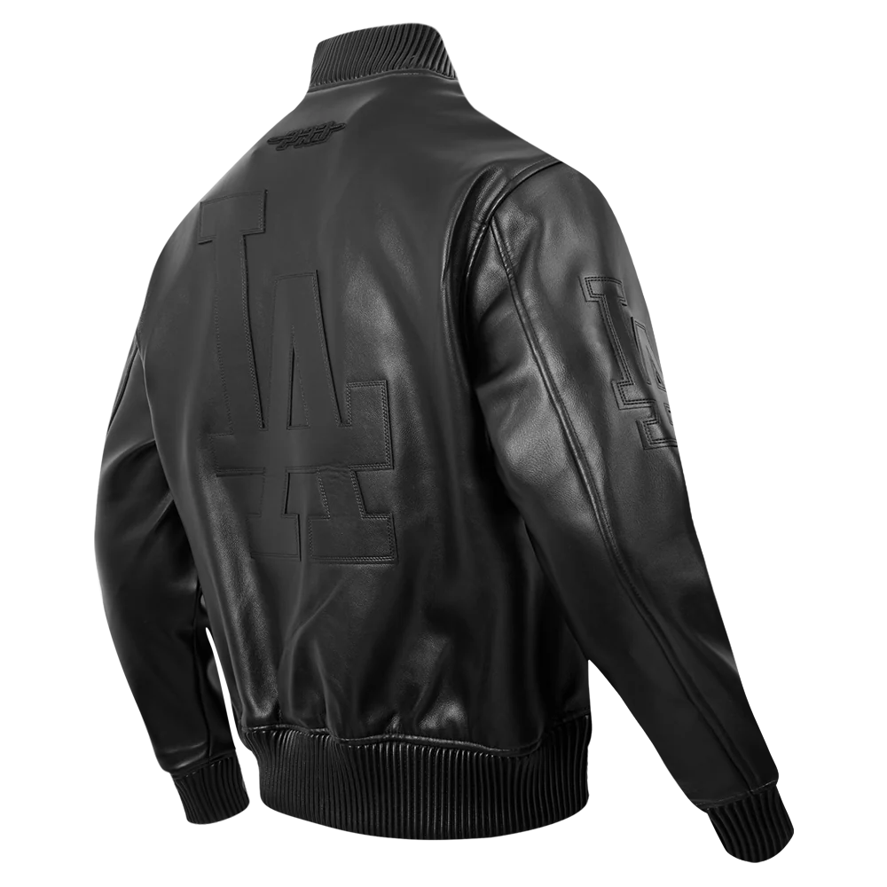 MLB LOS ANGELES DODGERS WASHED VANGUARD MEN'S LEATHER VARSITY JACKET