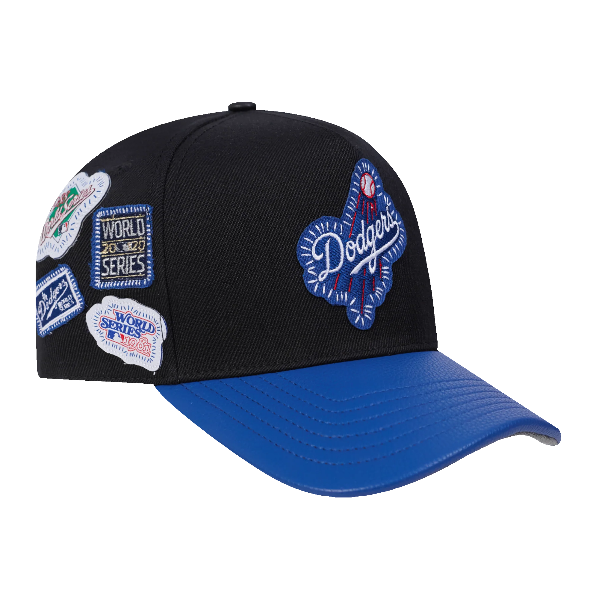 MLB LOS ANGELES DODGERS DIY PICK STITCH LEATHER PINCH FRONT STRAPBACK