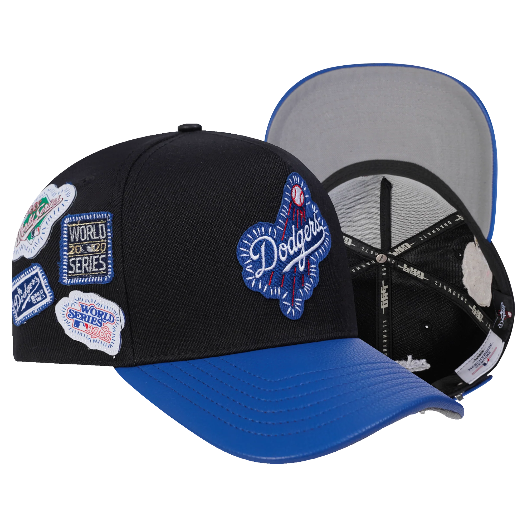 MLB LOS ANGELES DODGERS DIY PICK STITCH LEATHER PINCH FRONT STRAPBACK