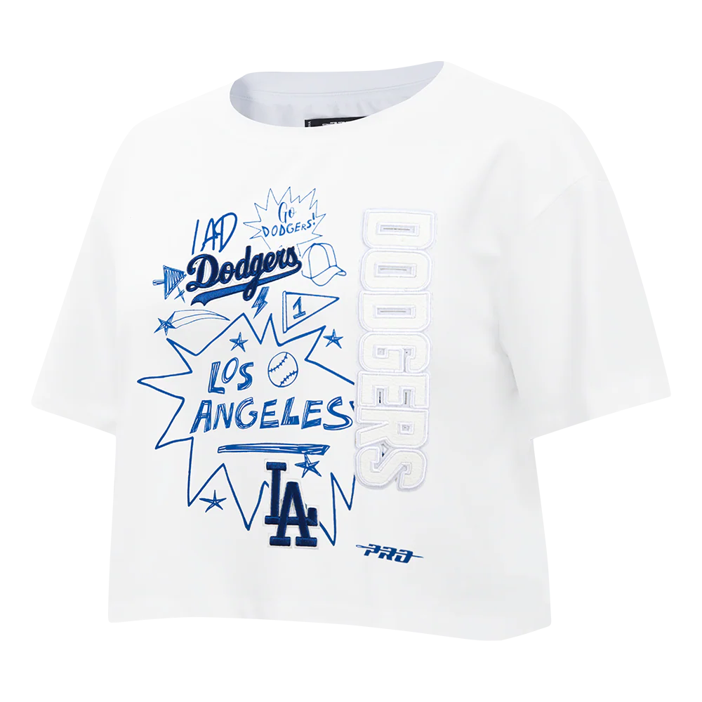 MLB LOS ANGELES DODGERS SKETCHBOOK WOMEN'S SINGLE JERSEY BOXY TEE