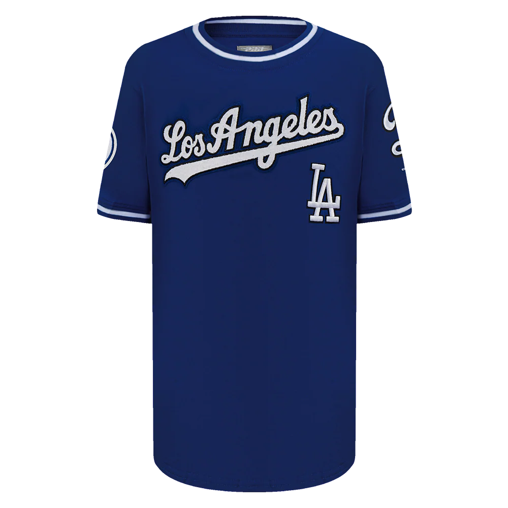 MLB LOS ANGELES DODGERS CLASSIC BIG BOYS SHORT SLEEVE STRIPED RIB TOP