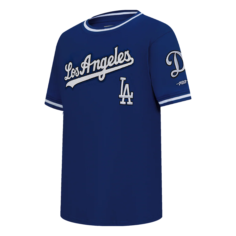 MLB LOS ANGELES DODGERS CLASSIC BIG BOYS SHORT SLEEVE STRIPED RIB TOP