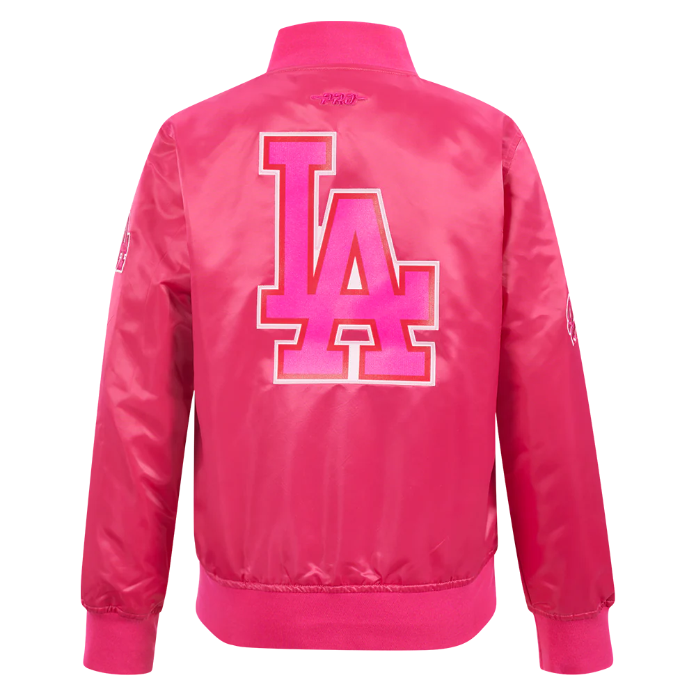 MLB LOS ANGELES DODGERS TRIPLE PINK BIG GIRLS SATIN JACKET