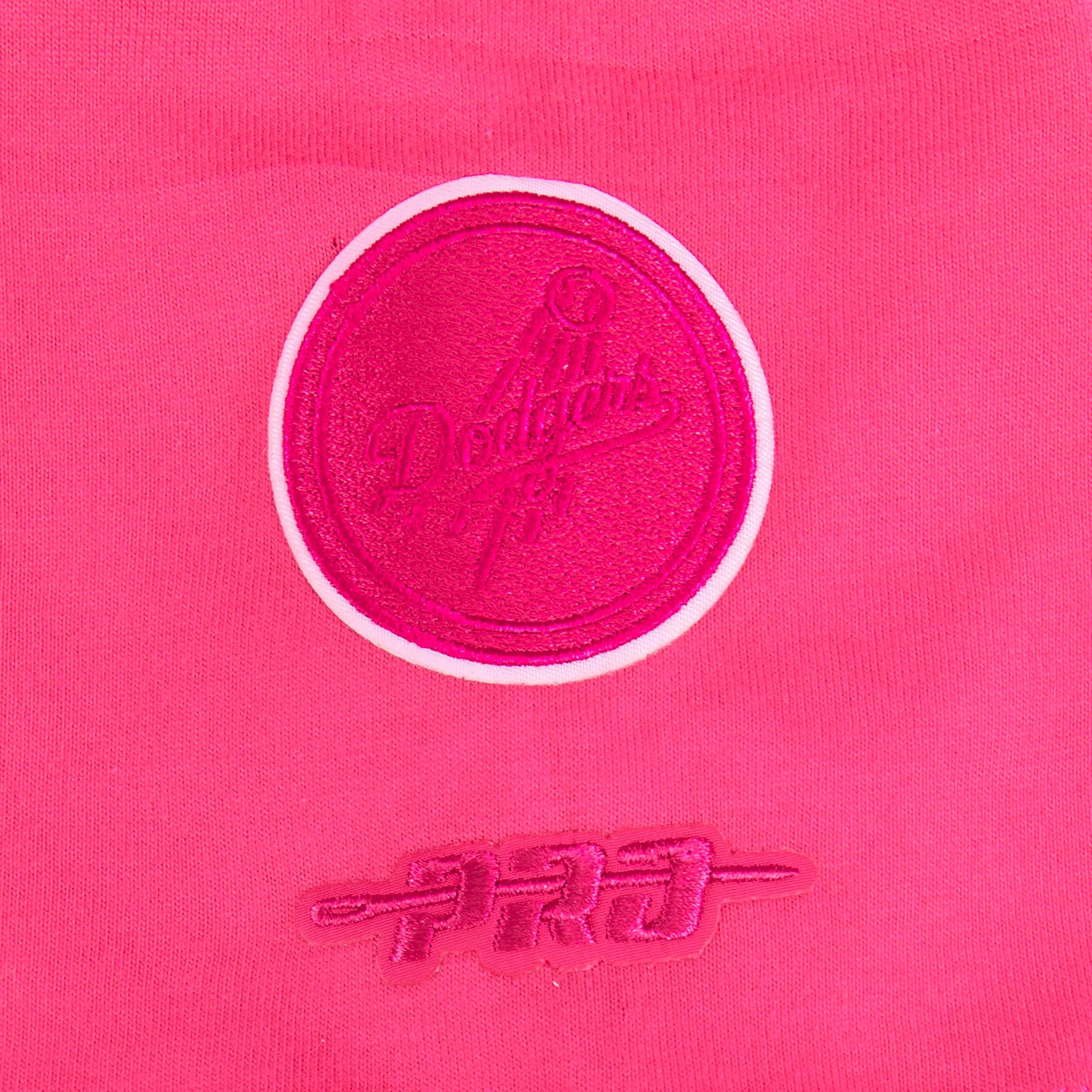 MLB LOS ANGELES DODGERS TRIPLE PINK BIG GIRLS SHORT SLEEVE BOXY TOP