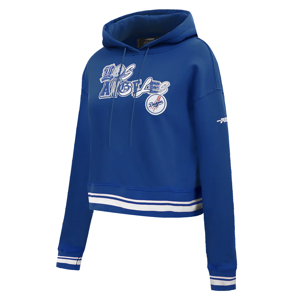 MLB LOS ANGELES DODGERS CITY RANSOM WOMEN'S RIB FLEECE CROPPED PULLOVER HOODIE
