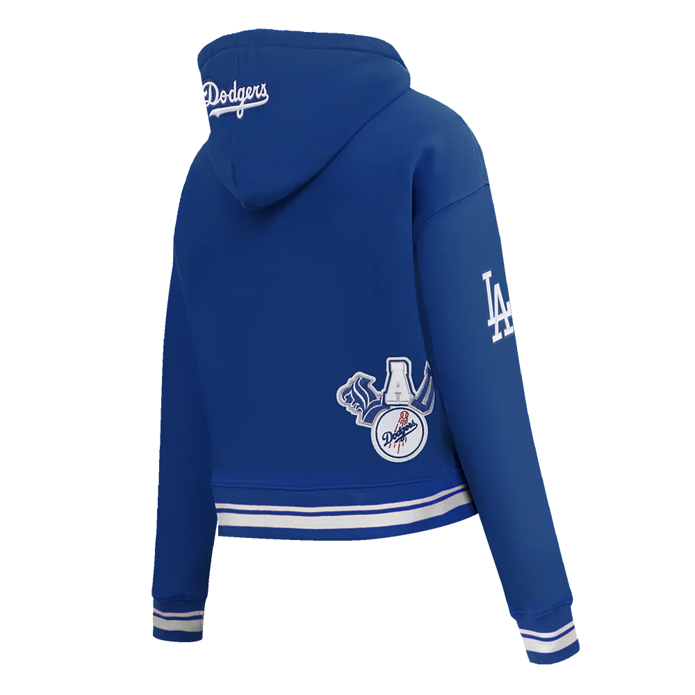 MLB LOS ANGELES DODGERS CITY RANSOM WOMEN'S RIB FLEECE CROPPED PULLOVER HOODIE