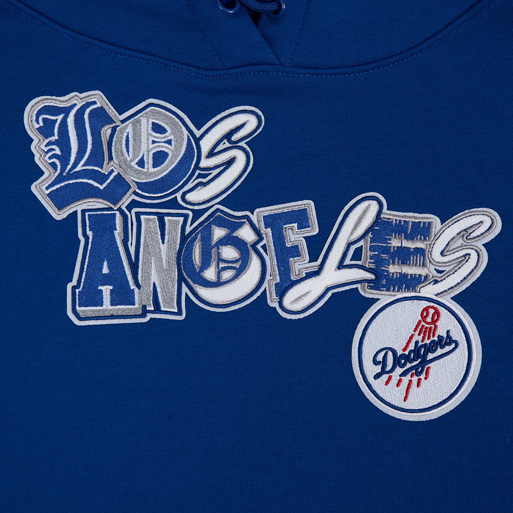 MLB LOS ANGELES DODGERS CITY RANSOM WOMEN'S RIB FLEECE CROPPED PULLOVER HOODIE