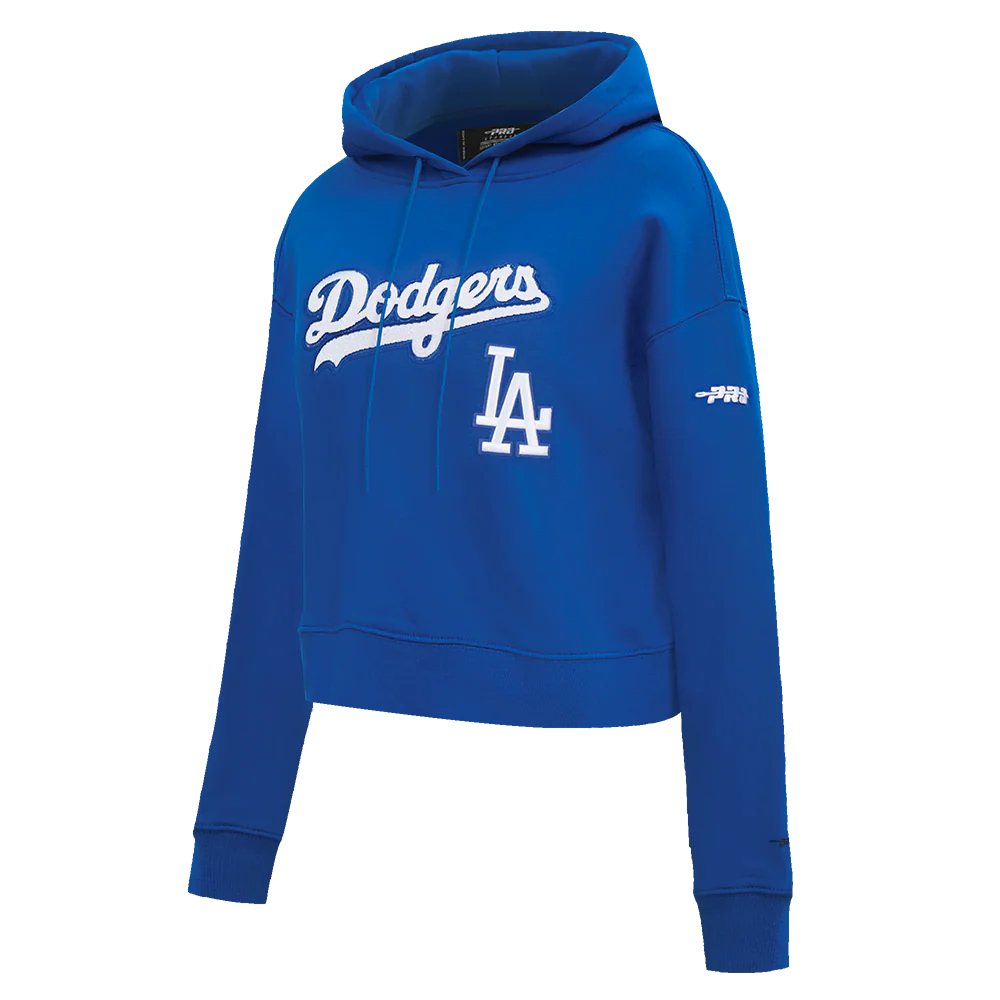 MLB LOS ANGELES DODGERS GAME DAY CLASSICS WOMEN'S DOUBLE KNIT CROPPED PULLOVER HOODIE