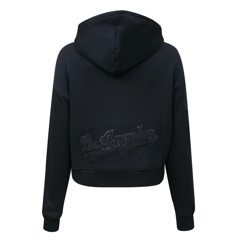 MLB LOS ANGELES DODGERS TRIPLE BLACK WOMEN'S CROPPED PULLOVER HOODIE
