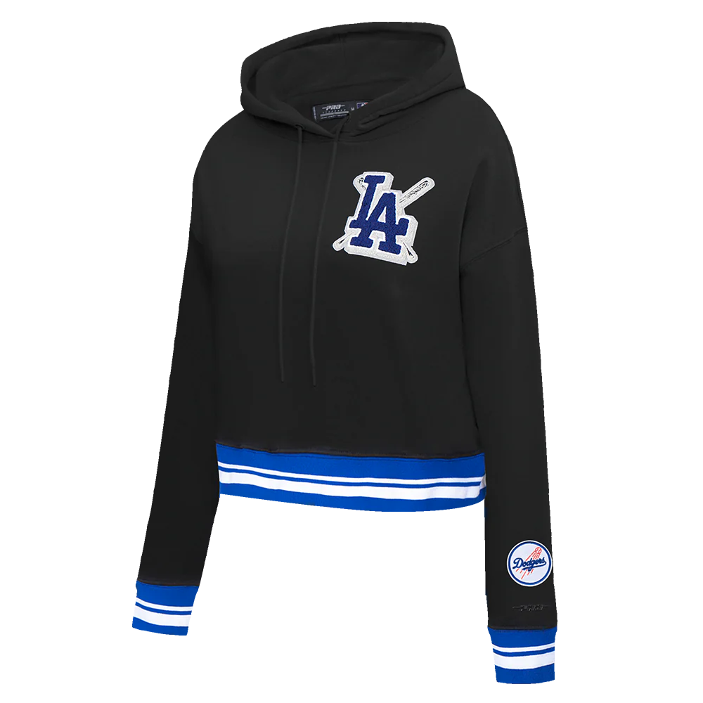 MLB LOS ANGELES DODGERS MASHUP WOMEN'S RIB CROPPED PULLOVER HOODIE