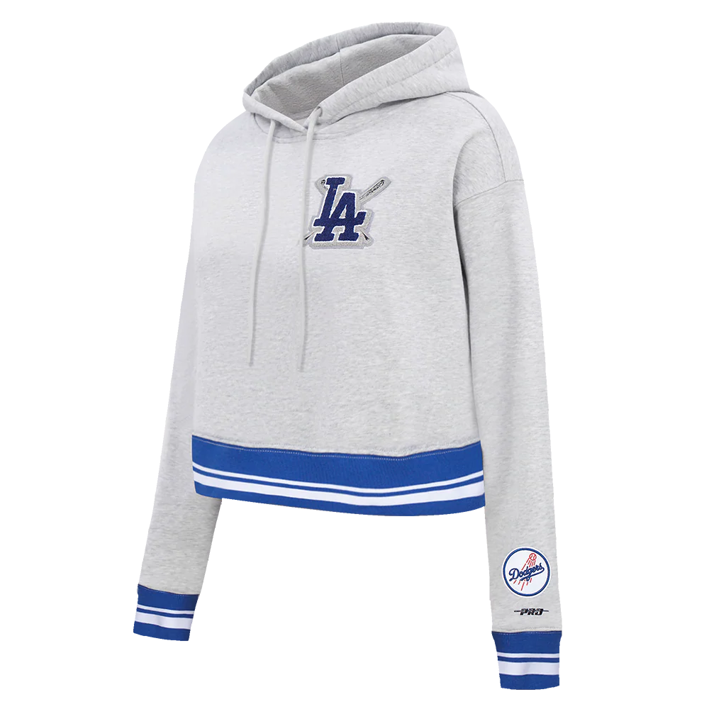 MLB LOS ANGELES DODGERS MASHUP WOMEN'S RIB CROPPED PULLOVER HOODIE