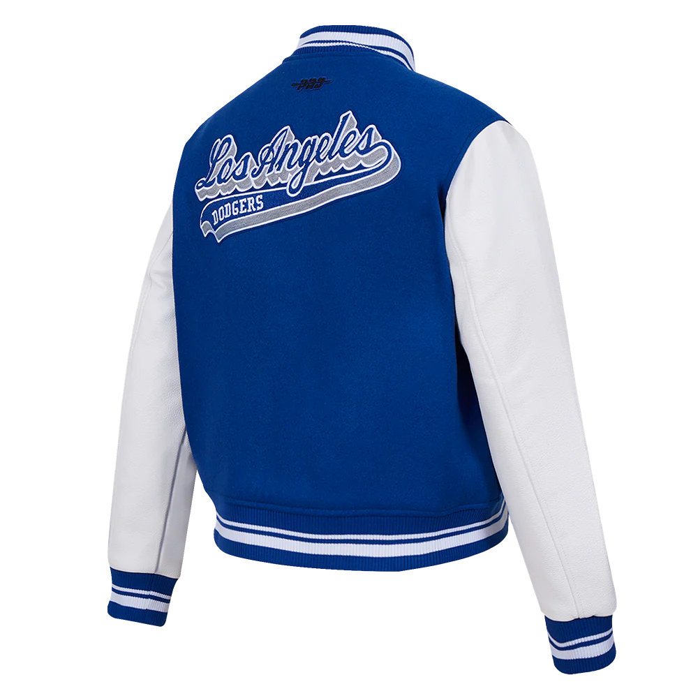 MLB LOS ANGELES DODGERS SCRIPT TAIL WOMEN'S RIB WOOL VARSITY JACKET