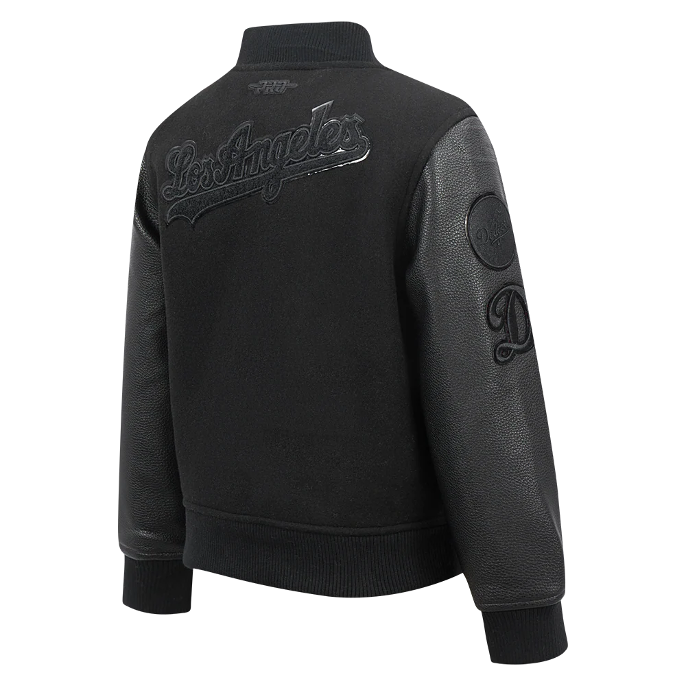 MLB LOS ANGELES DODGERS TRIPLE BLACK LITTLE BOYS WOOL VARSITY JACKET
