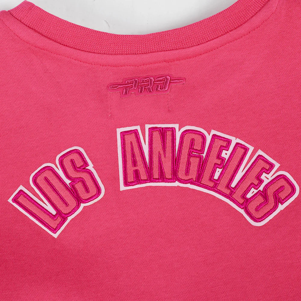 MLB LOS ANGELES DODGERS TRIPLE PINK LITTLE GIRLS FLEECE CREWNECK