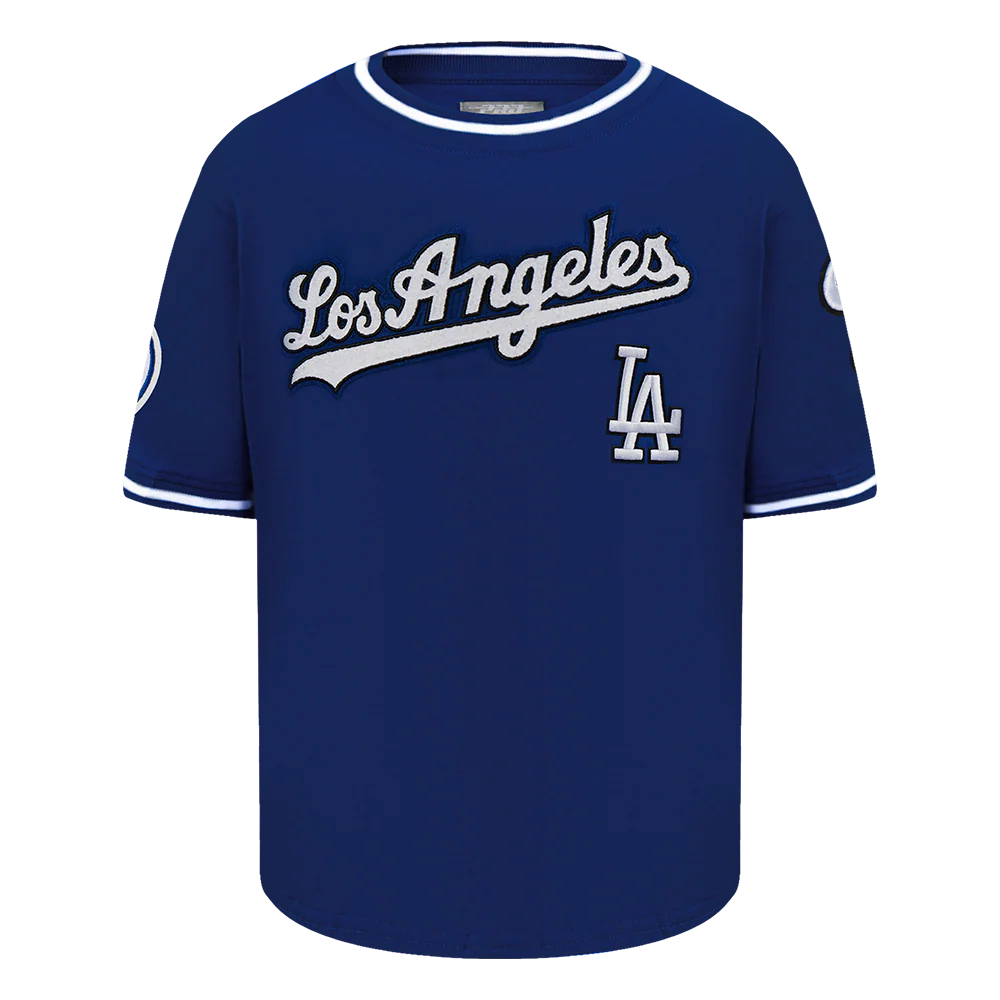 MLB LOS ANGELES DODGERS CLASSIC TODDLER BOYS SHORT SLEEVE STRIPED RIB TOP