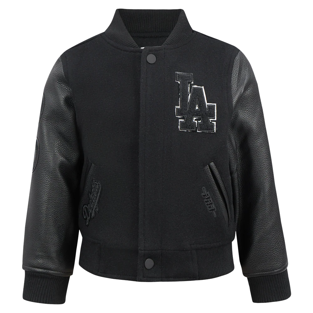 MLB LOS ANGELES DODGERS TRIPLE BLACK TODDLER BOYS WOOL VARSITY JACKET
