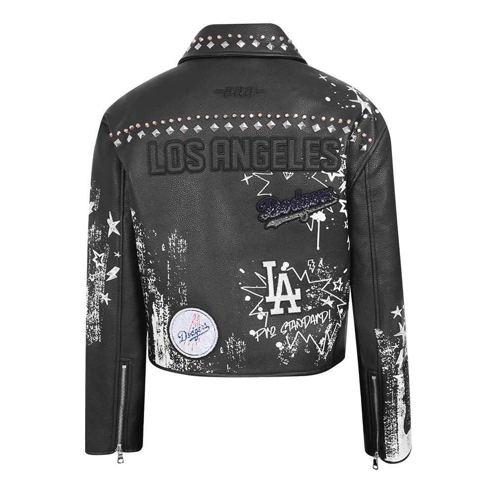 MLB LOS ANGELES DODGERS SKETCHBOOK WOMEN'S LEATHER JACKET
