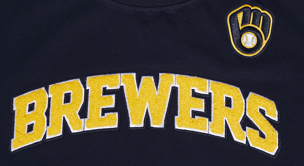 MLB MILWAUKEE BREWERS CLASSIC SHORT SLEEVE WOMEN'S SINGLE JERSEY SLIM FIT TOP