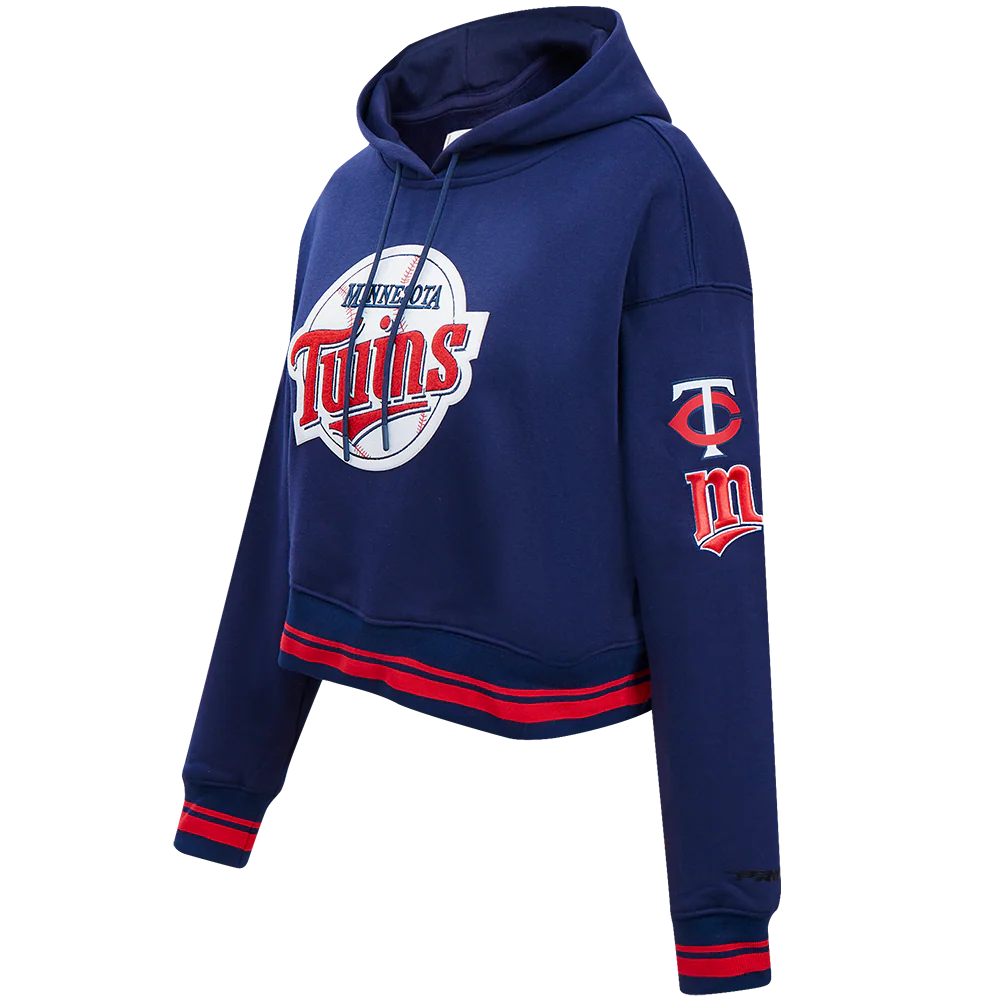 MLB MINNESOTA TWINS RETRO CLASSIC WOMEN'S RIB CROPPED PULLOVER HOODIE