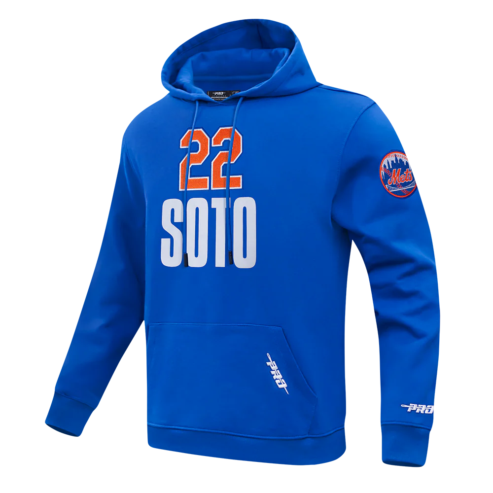 MLB NEW YORK METS JUAN SOTO #22 CLASSIC PLAYER NAME AND NUMBER MEN'S DOUBLE KNIT PULLOVER HOODIE
