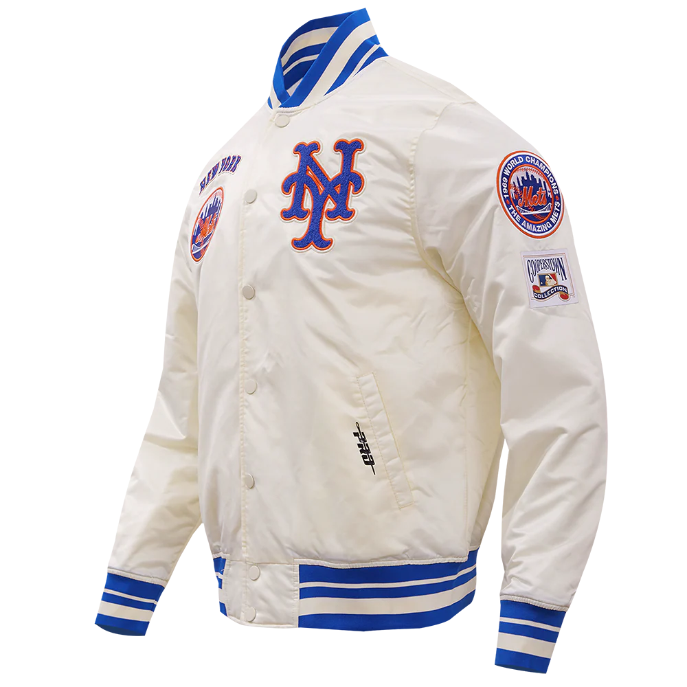 MLB NEW YORK METS RETRO CLASSIC MEN'S RIB SATIN JACKET