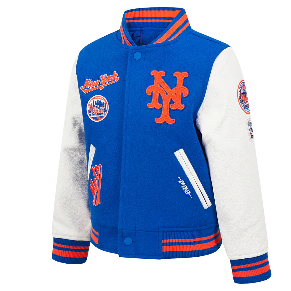 MLB NEW YORK METS RETRO CLASSIC LITTLE BOYS RIB WOOL VARSITY JACKET