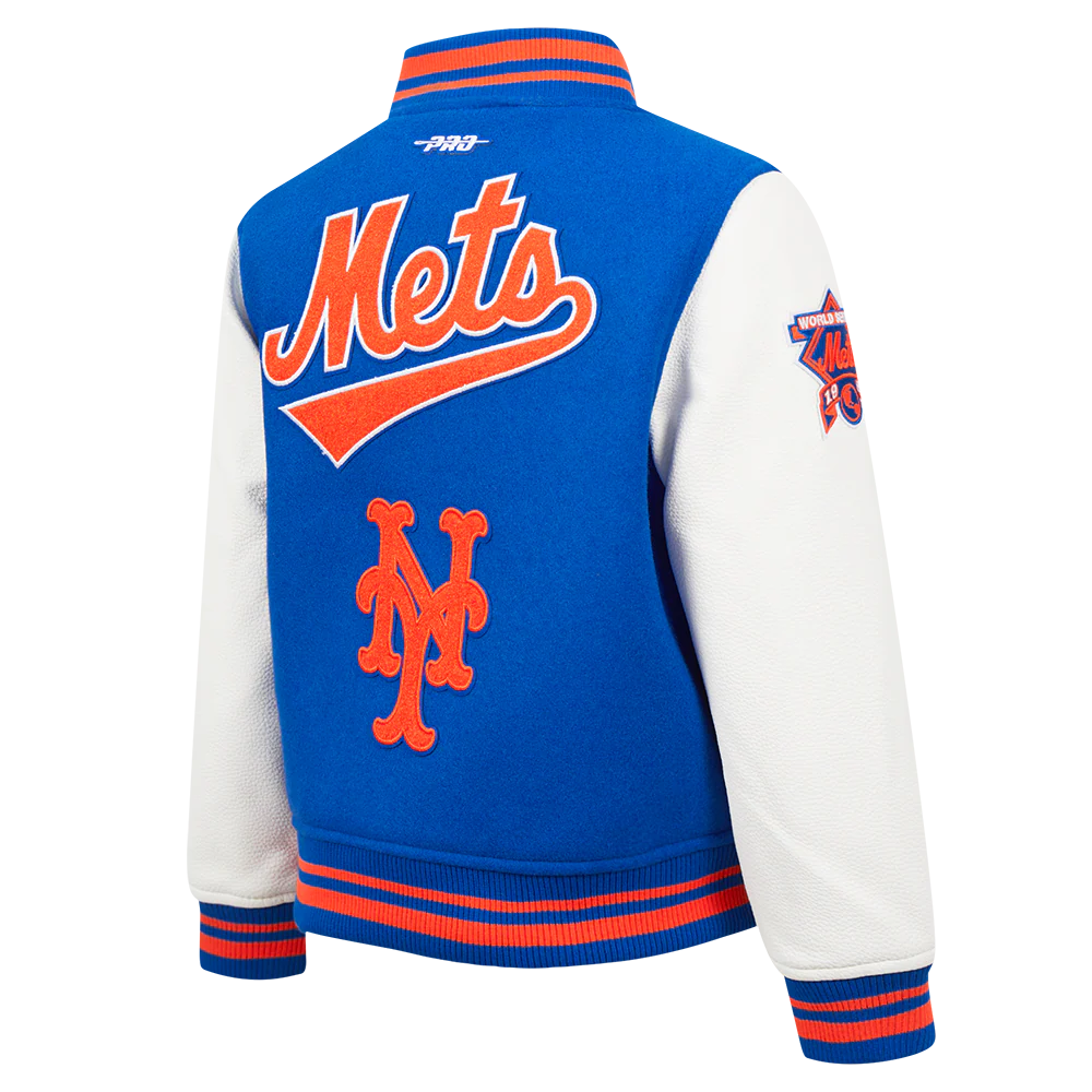 MLB NEW YORK METS RETRO CLASSIC LITTLE BOYS RIB WOOL VARSITY JACKET
