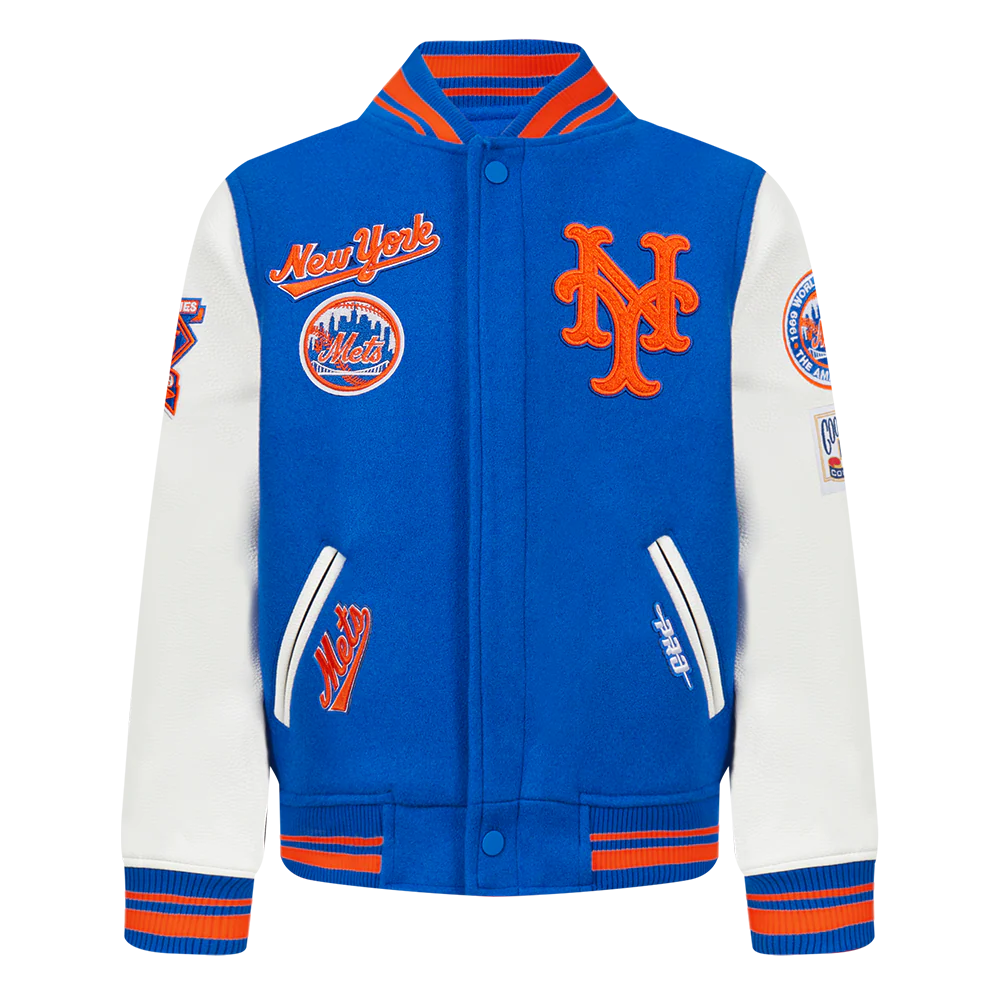 MLB NEW YORK METS RETRO CLASSIC TODDLER BOYS RIB WOOL VARSITY JACKET