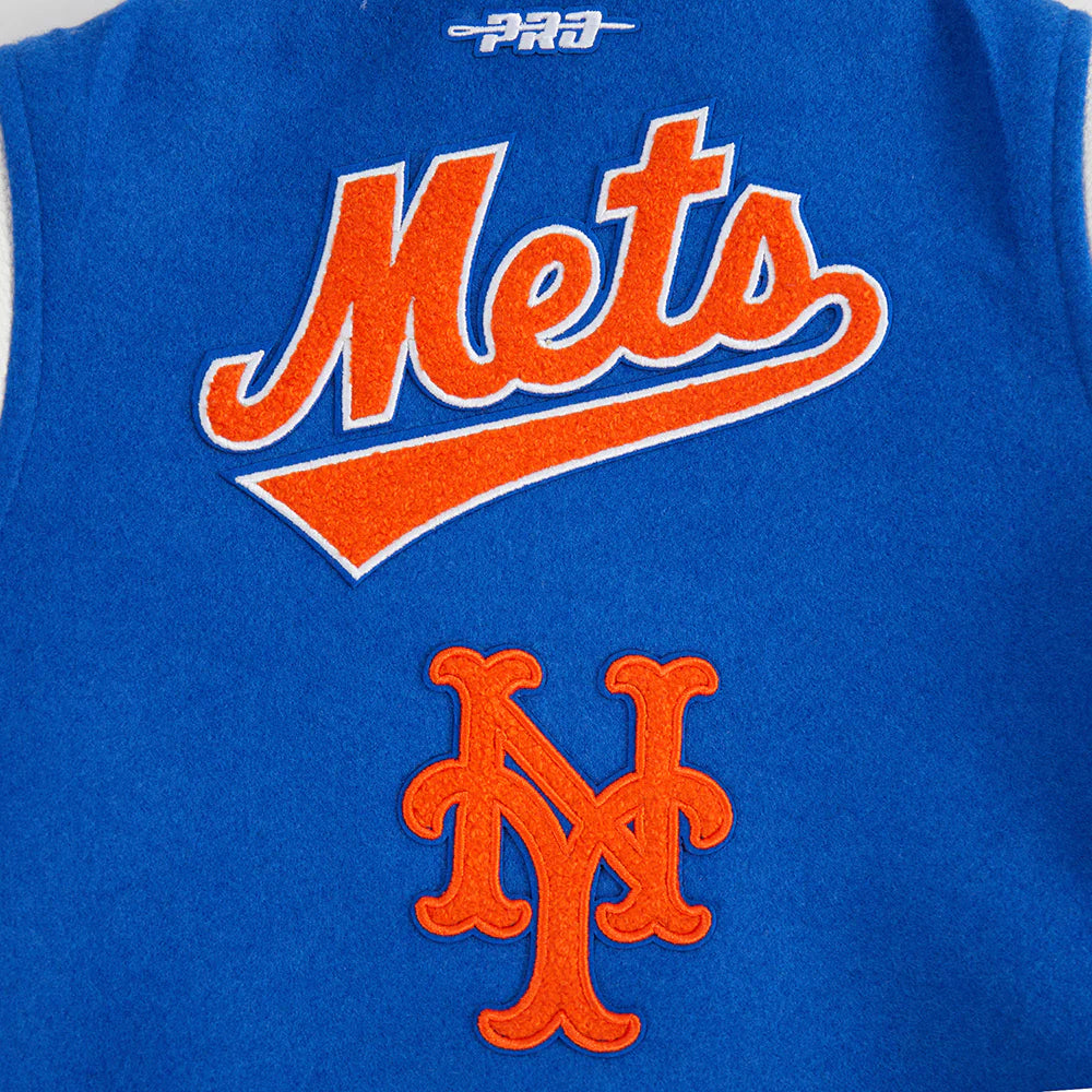 MLB NEW YORK METS RETRO CLASSIC TODDLER BOYS RIB WOOL VARSITY JACKET