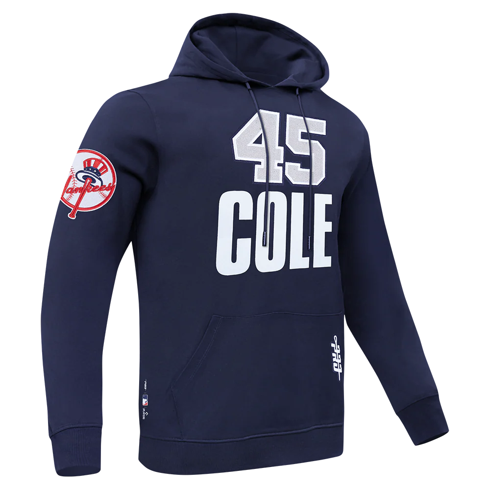 MLB NEW YORK YANKEES GERRIT COLE #45 CLASSIC PLAYER NAME AND NUMBER MEN'S DOUBLE KNIT PULLOVER HOODIE