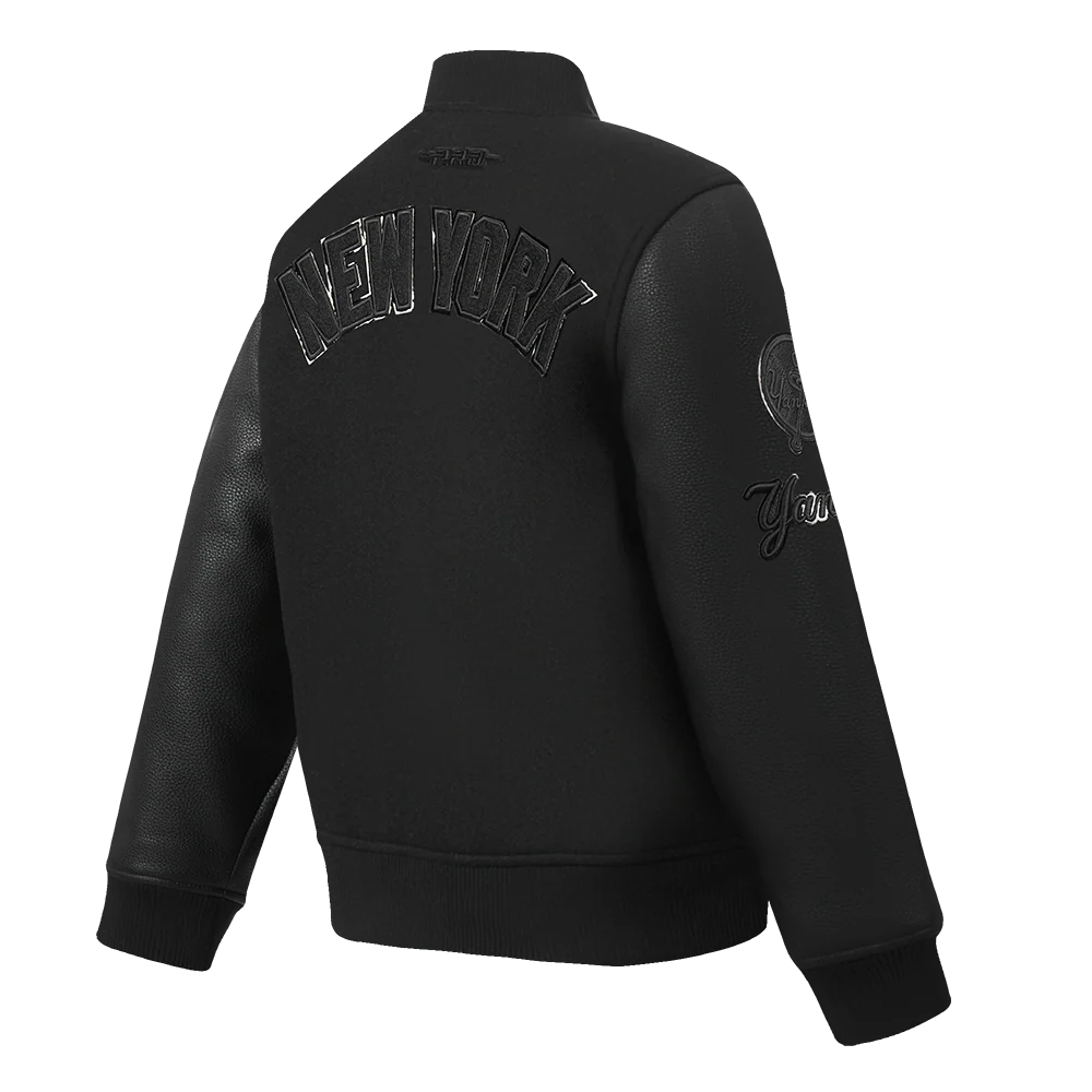 MLB NEW YORK YANKEES TRIPLE BLACK BIG BOYS WOOL VARSITY JACKET