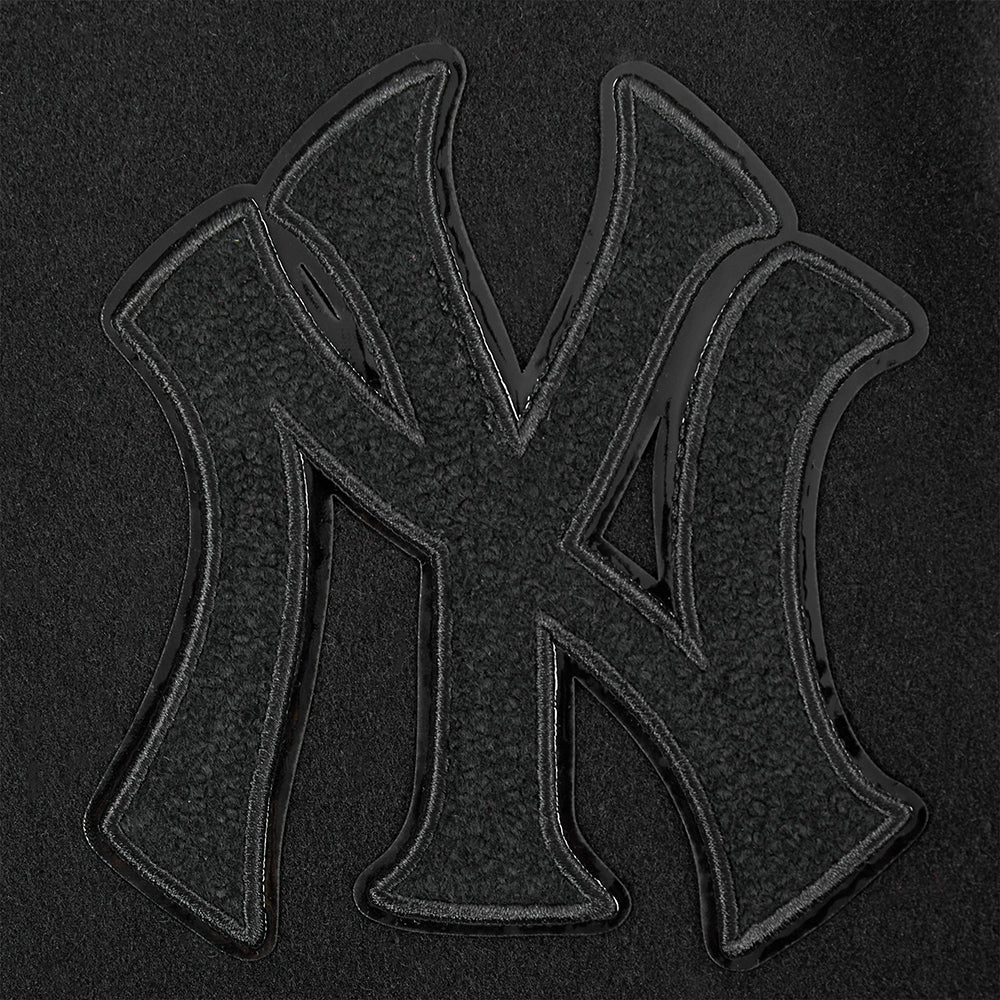 MLB NEW YORK YANKEES TRIPLE BLACK BIG BOYS WOOL VARSITY JACKET