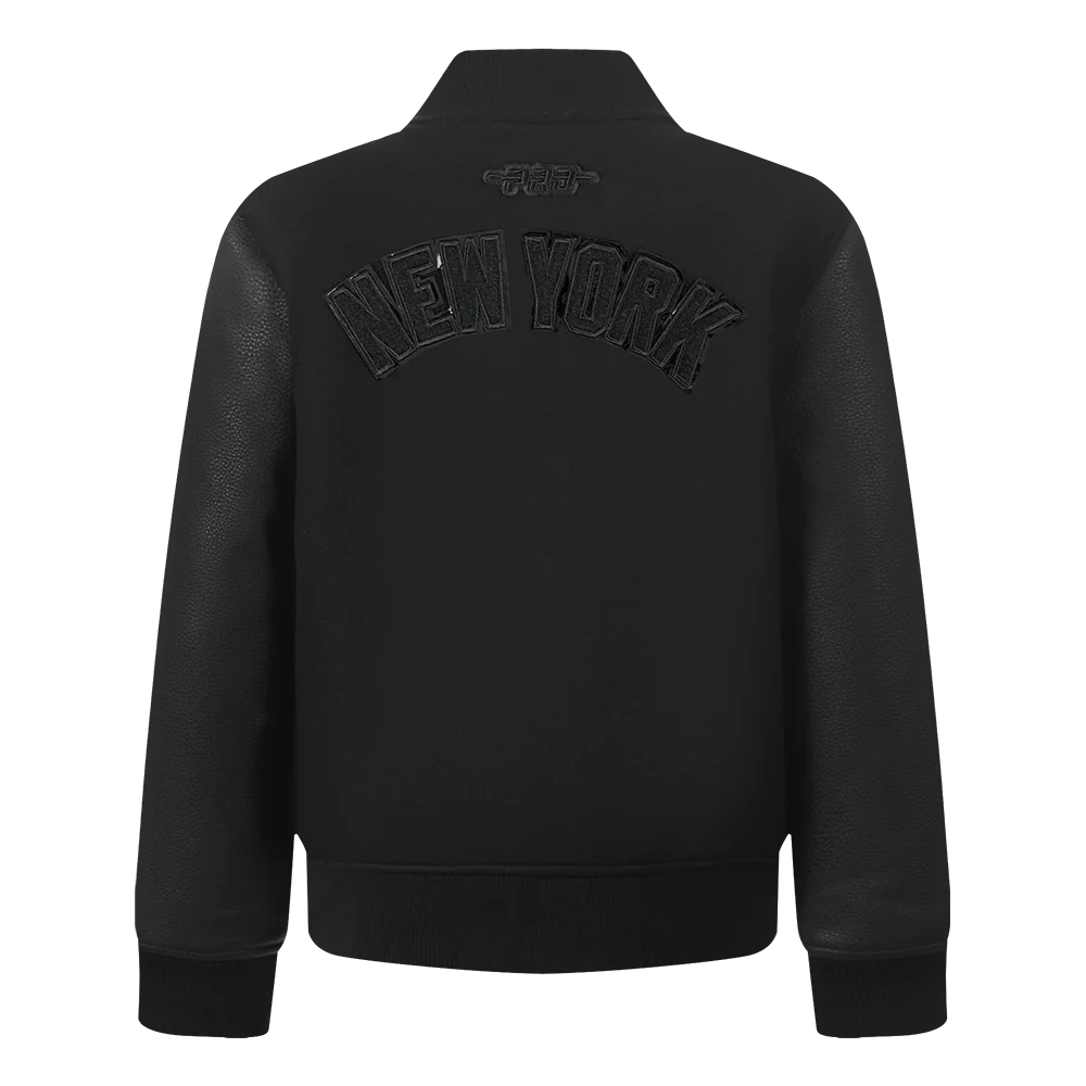 MLB NEW YORK YANKEES TRIPLE BLACK TODDLER BOYS WOOL VARSITY JACKET