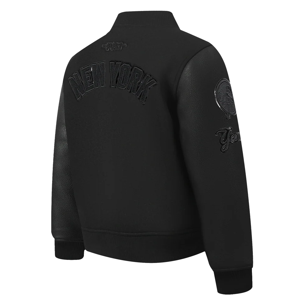 MLB NEW YORK YANKEES TRIPLE BLACK TODDLER BOYS WOOL VARSITY JACKET