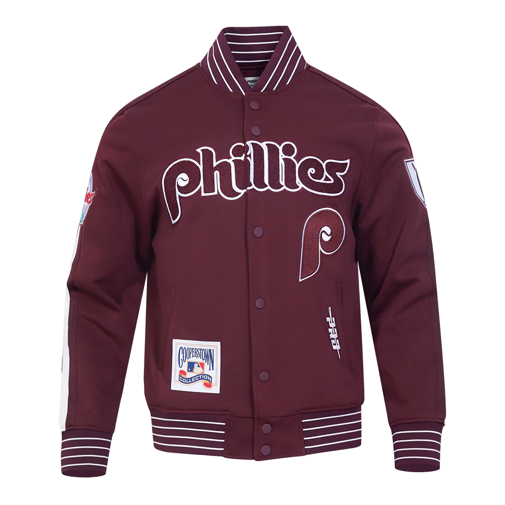 MLB PHILADELPHIA PHILLIES COOPERSTOWN LOGO PRO GAME DAY MEN'S DOUBLE KNIT JACKET