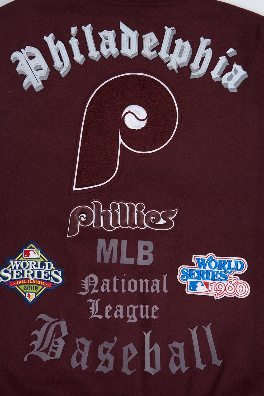 MLB PHILADELPHIA PHILLIES OLD ENGLISH WOOL MEN'S VARSITY JACKET