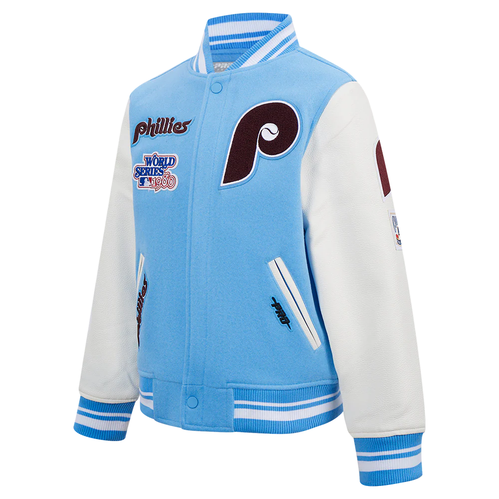 MLB PHILADELPHIA PHILLIES RETRO CLASSIC BIG BOYS RIB WOOL VARSITY JACKET