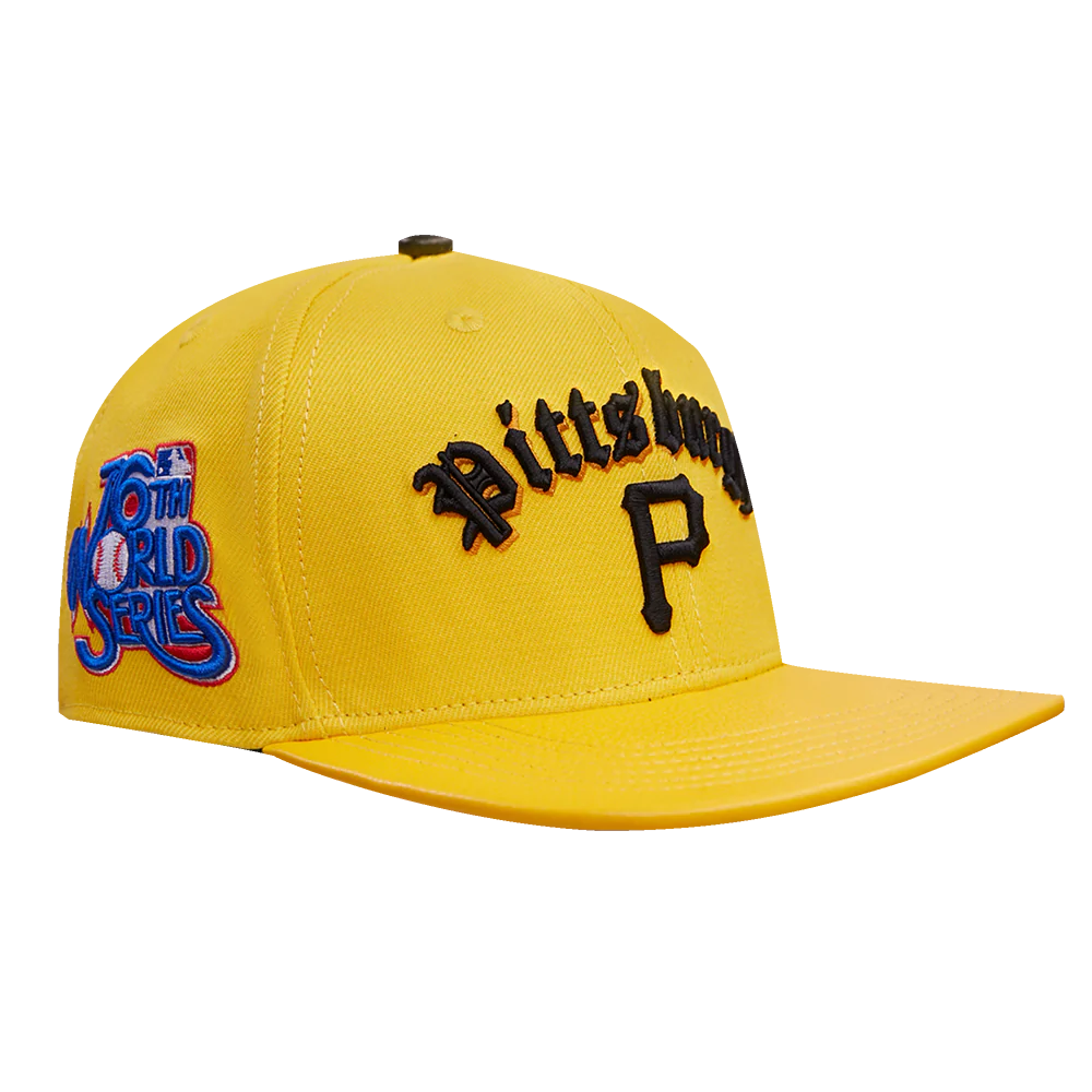 MLB PITTSBURGH PIRATES OLD ENGLISH UNISEX 6 PANEL LEATHER STRAPBACK