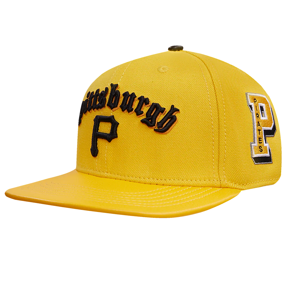 MLB PITTSBURGH PIRATES OLD ENGLISH UNISEX 6 PANEL LEATHER STRAPBACK