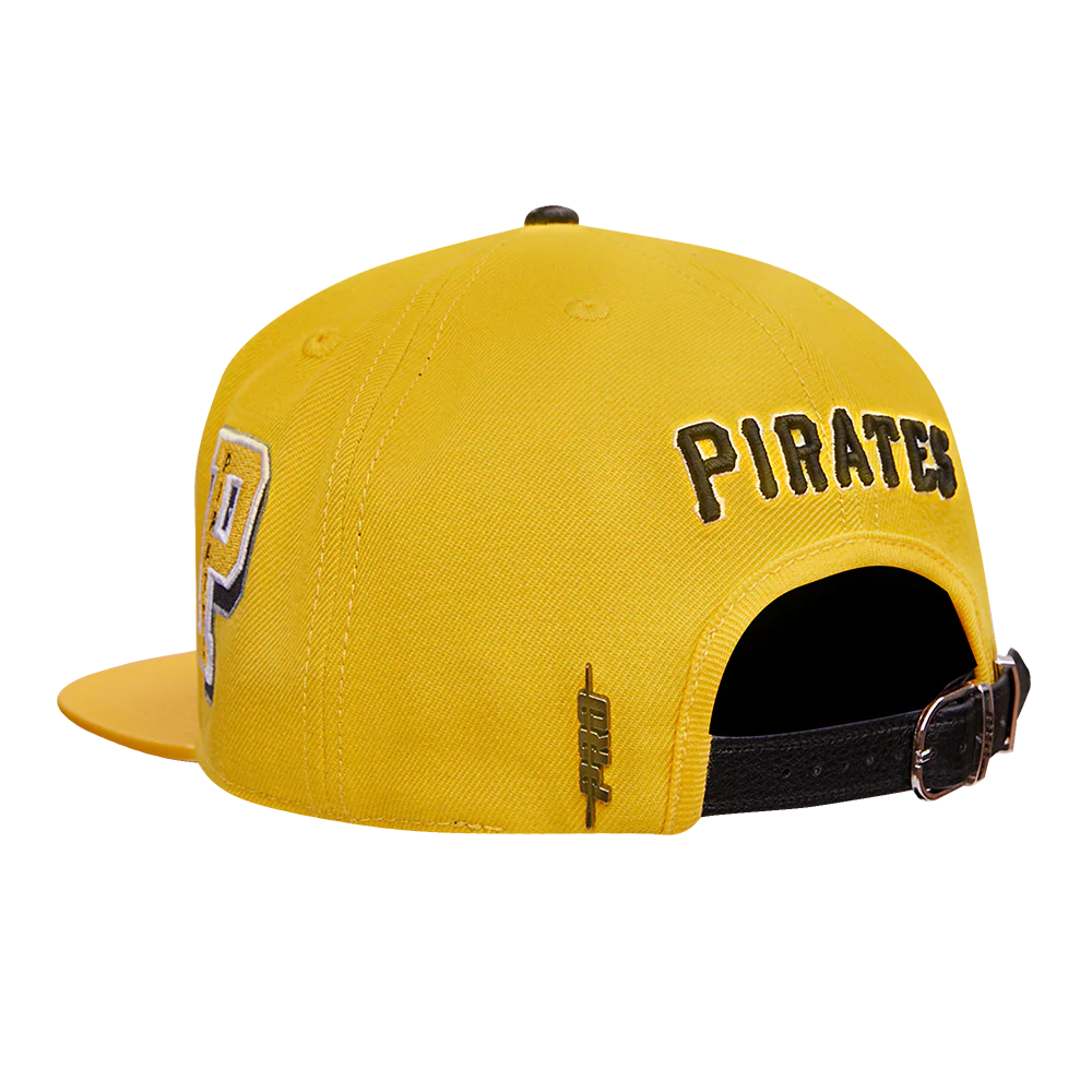 MLB PITTSBURGH PIRATES OLD ENGLISH UNISEX 6 PANEL LEATHER STRAPBACK