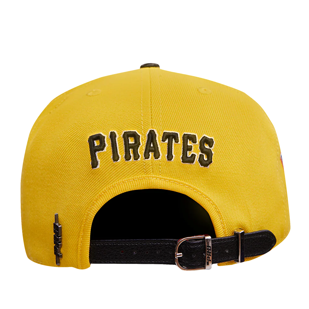 MLB PITTSBURGH PIRATES OLD ENGLISH UNISEX 6 PANEL LEATHER STRAPBACK