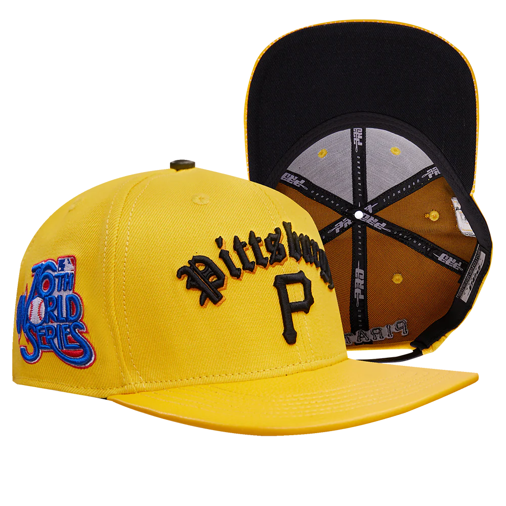 MLB PITTSBURGH PIRATES OLD ENGLISH UNISEX 6 PANEL LEATHER STRAPBACK