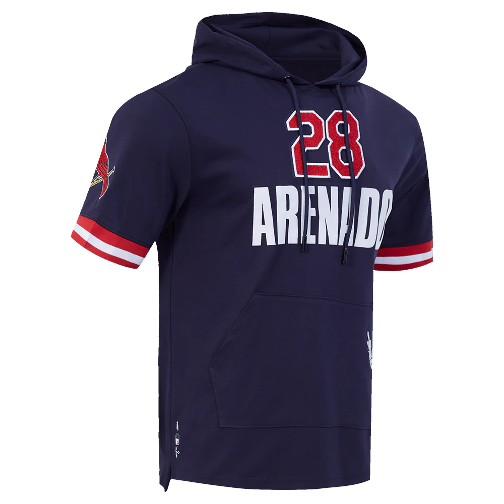 MLB ST. LOUIS CARDINALS NOLAN ARENADO #28 CLASSIC MEN'S SHORT SLEEVE PULLOVER HOODIE